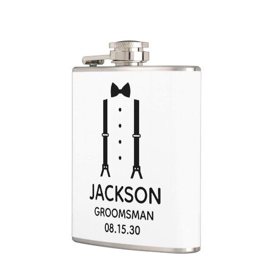 Trauzeuge Black Bow Krawatte Flachmann (Links)