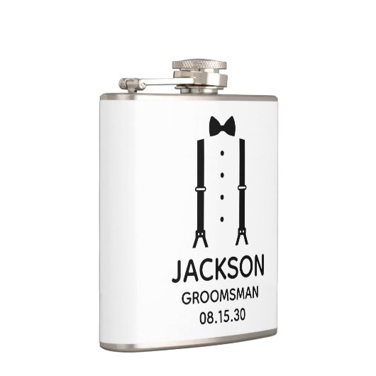 Trauzeuge Black Bow Krawatte Flachmann (Rechts)