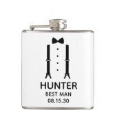 Trauzeuge Black Bow Krawatte Flachmann (Vorderseite)