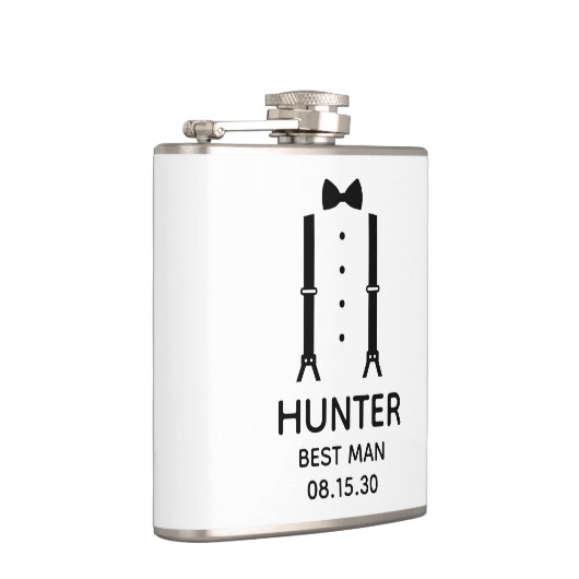 Trauzeuge Black Bow Krawatte Flachmann (Rechts)