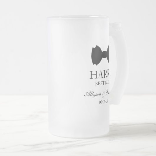 Trauzeuge Black Bow Krawatte Mattglas Bierglas (VorderseiteRechts)