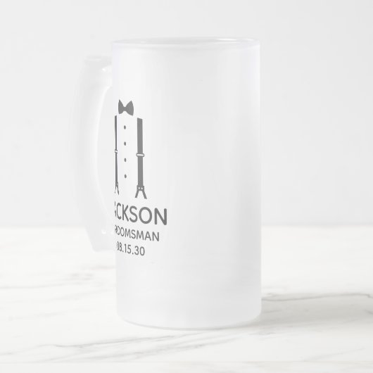 Trauzeuge Black Bow Krawatte Mattglas Bierglas (Vorderseite Links)