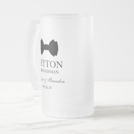 Trauzeuge Black Bow Krawatte Mattglas Bierglas (Vorderseite Links)