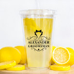 Trauzeuge Black Krawatte Acryltrinkbecher<br><div class="desc">Hochzeitlicher Trauzeuge Black Krawatte Drink Cup</div>