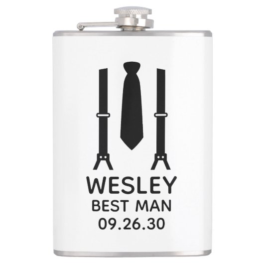 Trauzeuge Black Krawatte Flachmann (Vorderseite)