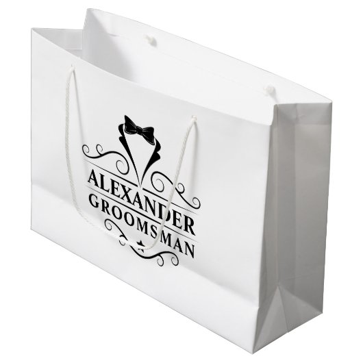Trauzeuge Black Krawatte Große Geschenktüte (Vorderseite Schrägansicht)