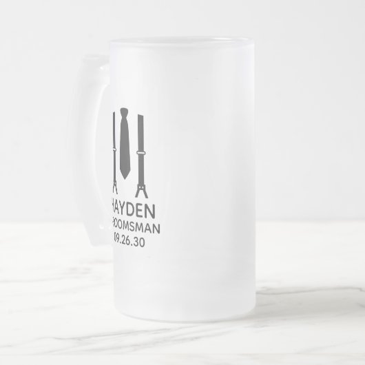 Trauzeuge Black Krawatte Mattglas Bierglas (Vorderseite Links)