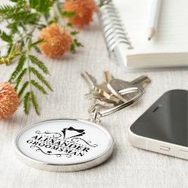 Trauzeuge Black Krawatte Premium Runde Schlüsselanhänger