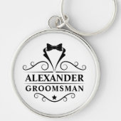 Trauzeuge Black Krawatte Premium Runde Schlüsselanhänger (Vorne)