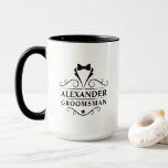 Trauzeuge Black Krawatte Tasse<br><div class="desc">Hochzeitlicher Trauzeuge Schwarze Krawatte Große Kaffee Tasse</div>