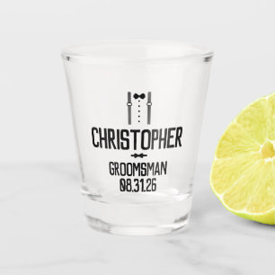Trauzeuge Black Typografy Tuxedo Schnapsglas