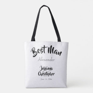 Trauzeuge Black & White Bold Script Name Hochzeit Tasche