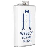 Trauzeuge Blue Bow Krawatte Flachmann (Rechts)