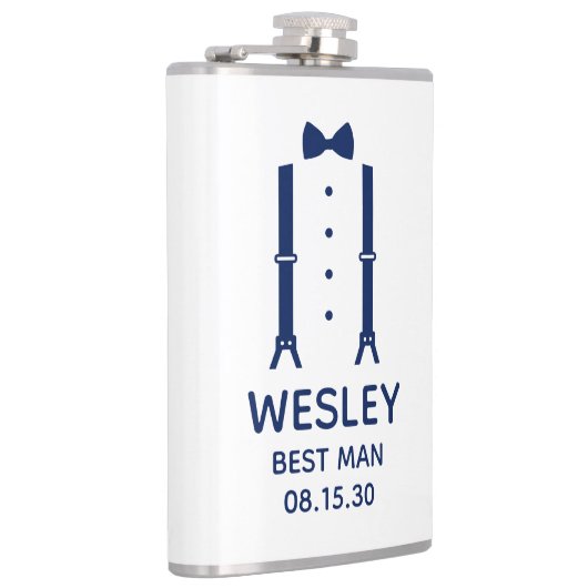 Trauzeuge Blue Bow Krawatte Flachmann (Rechts)