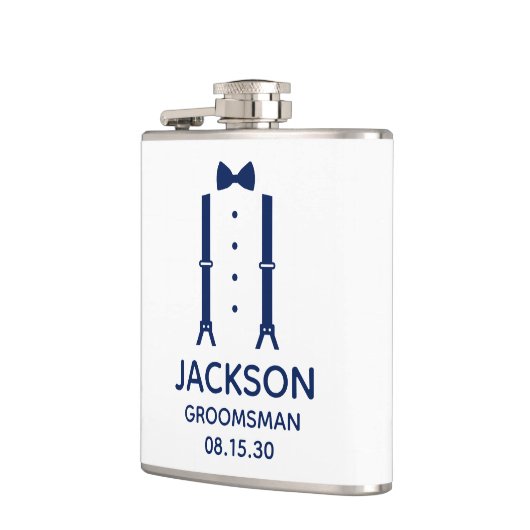 Trauzeuge Blue Bow Krawatte Flachmann (Links)