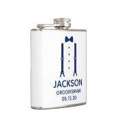 Trauzeuge Blue Bow Krawatte Flachmann (Rechts)