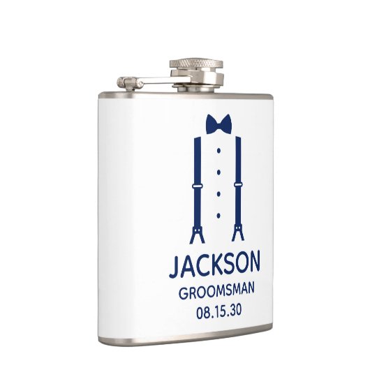 Trauzeuge Blue Bow Krawatte Flachmann (Rechts)