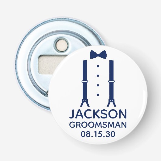 Trauzeuge Blue Bow Krawatte Flaschenöffner (Vorderseite)