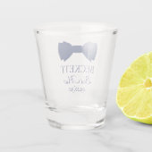 Trauzeuge Blue Bow Krawatte Schnapsglas (Rückseite)