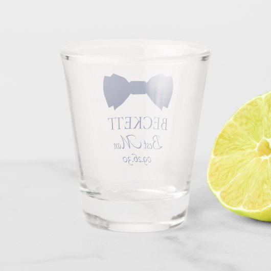 Trauzeuge Blue Bow Krawatte Schnapsglas (Rückseite)