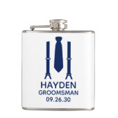 Trauzeuge Blue Krawatte Flachmann (Vorderseite)