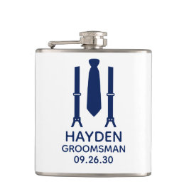 Trauzeuge Blue Krawatte Flachmann