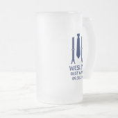 Trauzeuge Blue Krawatte Mattglas Bierglas (VorderseiteRechts)