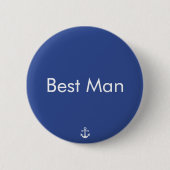 Trauzeuge Blue Nautical Wedding Buttons (Vorderseite)