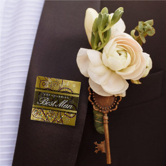 TRAUZEUGE Boho Lila Spirals Gold Wedding Button