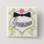 Trauzeuge BowTie Wedding Abzeichen Button (Vorderseite)