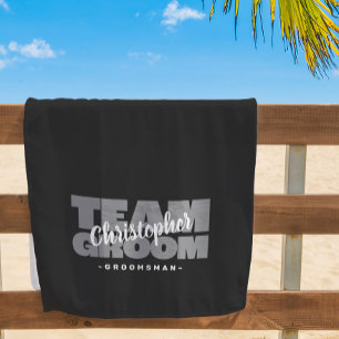 Trauzeuge Bräutigam Hochzeit Cool Retro Schwarz Po Strandtuch