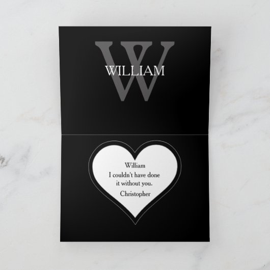 Trauzeuge Danke Monogram + Name Cool Card. (Innenseite)