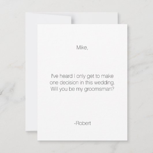 Trauzeuge des Tuxedo-Ring-Träger-| Einladung (Rückseite)