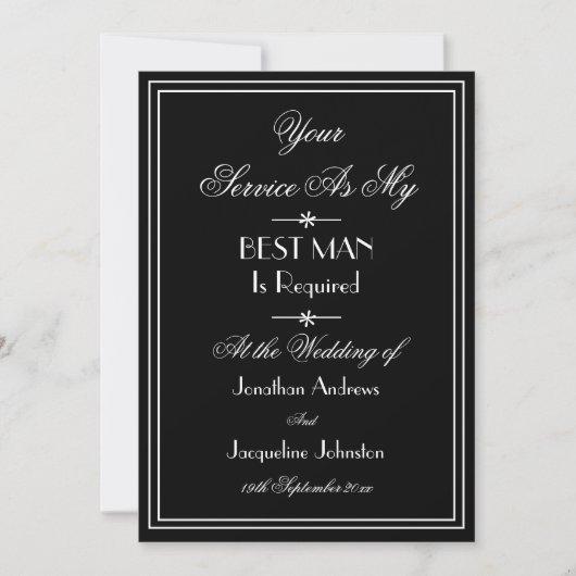 Trauzeuge Elegant Chic Script Hochzeitsvorschlag Einladung (Vorderseite)