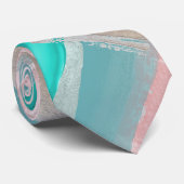 Trauzeuge Farbblock Rose Gold Schwarze Aqua Krawatte (Gerollt)