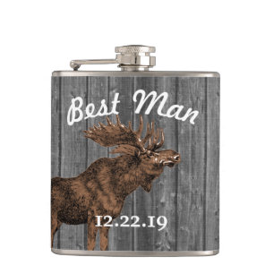 Trauzeuge Flasche Vintage Elch Flachmann
