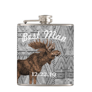 Trauzeuge Flasche Vintage Elch Flachmann