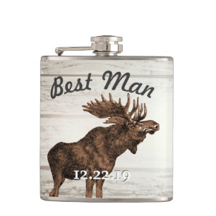 Trauzeuge Flasche Vintage Elch Flachmann