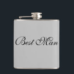 Trauzeuge Flask Flachmann<br><div class="desc">Die Flasche für den Trauzeuge wird in grauer Farbe mit schwarzem Text angezeigt. Passen Sie dieses Objekt an oder kaufen Sie, wie es ist.</div>