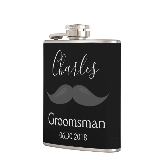 Trauzeuge Gastgeschenk Hochzeit Mustache Flachmann (Links)