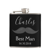 Trauzeuge Gastgeschenk Hochzeit Mustache Flachmann (Vorderseite)