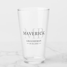 Trauzeuge geben modernes Trendy Monogram Erstgebäc Glas