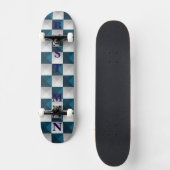 TRAUZEUGE Geometric Pattern Blue Silver Skateboard (Vorderseite)