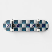 TRAUZEUGE Geometric Pattern Blue Silver Skateboard (Horizontal)