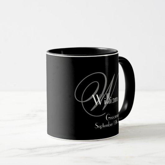 Trauzeuge Geschenk Chic Monogram Hochzeitsgeschenk Tasse (VorderseiteRechts)