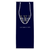 Trauzeuge Geschenk Custom Modern Navy Blue Geschenktüte Für Weinflaschen (Rückseite)