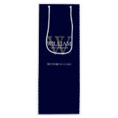 Trauzeuge Geschenk Custom Modern Navy Blue Geschenktüte Für Weinflaschen (Vorderseite)