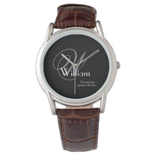 Trauzeuge Geschenk elegante klassische Monogramm u Armbanduhr