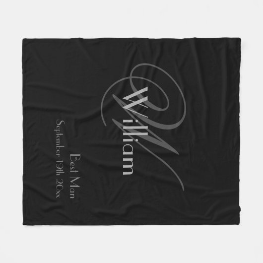 Trauzeuge Geschenk Elegante Monogram Chic Script B Fleecedecke (Vorderseite (Horizontal))