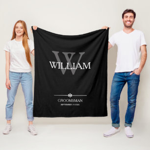 Trauzeuge Geschenk Elegantes Monogramm + Name Datu Fleecedecke